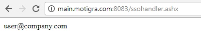 Browser showing the extracted username returned by the SSO handler